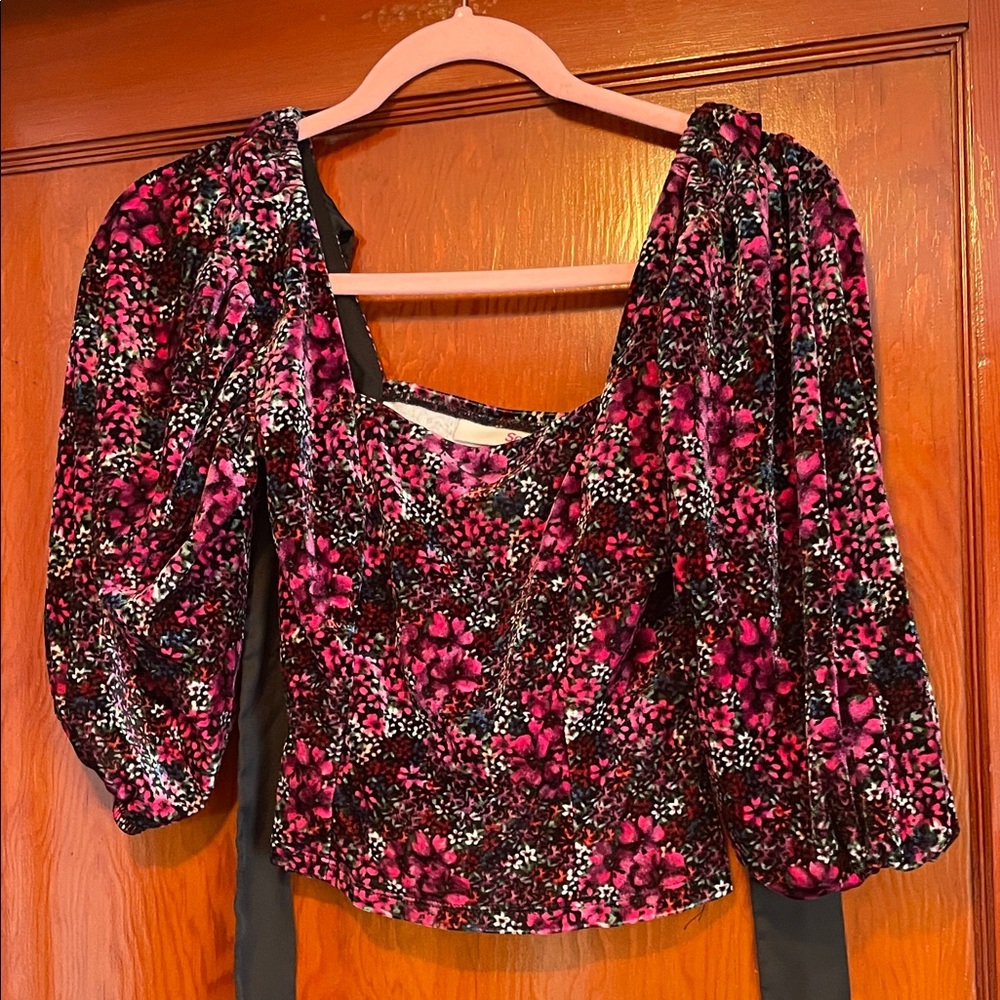 Floral Velvet Women's Top